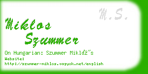 miklos szummer business card